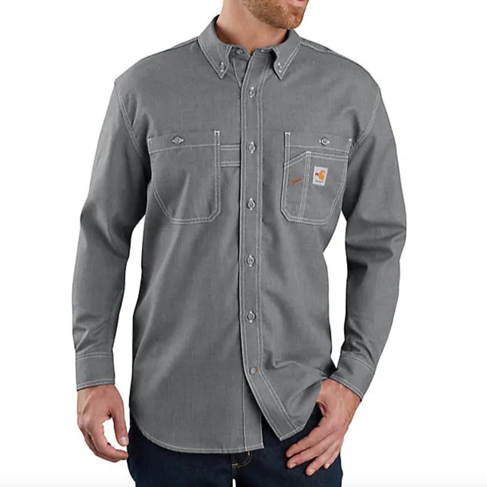BNWT FLAME-RESISTANT CARHARTT LOOSE FIT LONG-SLEEVE BUTTON-FRONT SHIRT SIZE L